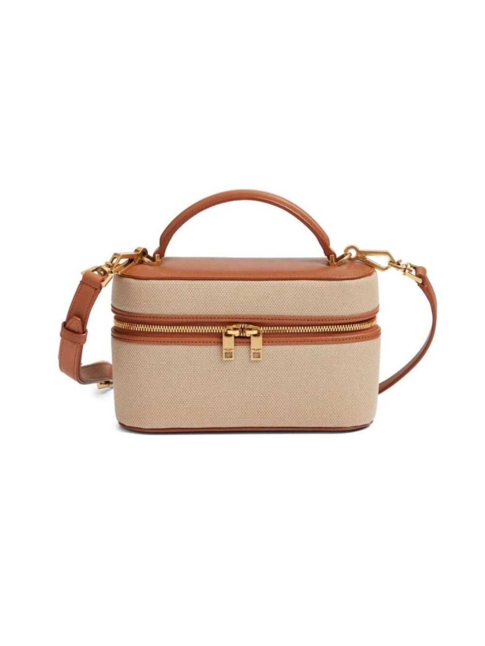 Saint Laurent Canvas Calfskin Mini Gaby Vanity Case Desert Dust Brick 834213